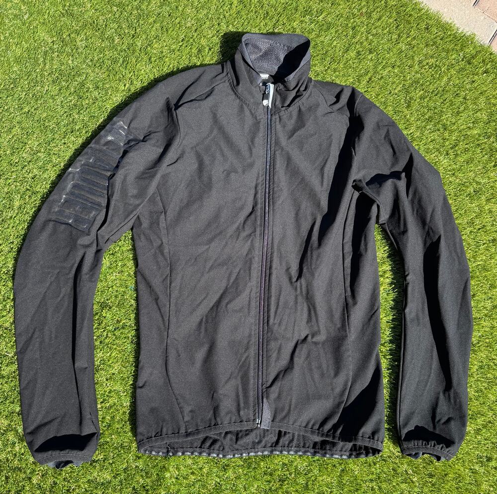 Attaquer Cycling Jacket Sz L Black Full Zip Made in Italy Reflective Logo